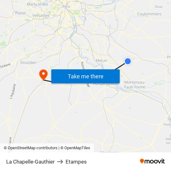 La Chapelle-Gauthier to Etampes map
