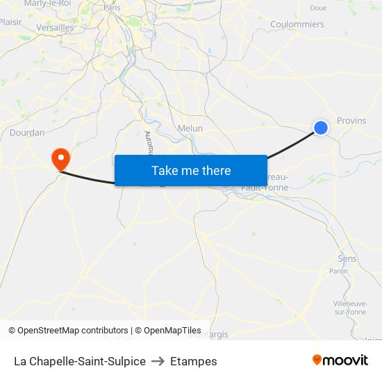 La Chapelle-Saint-Sulpice to Etampes map