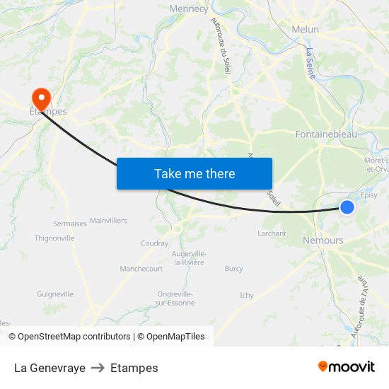 La Genevraye to Etampes map