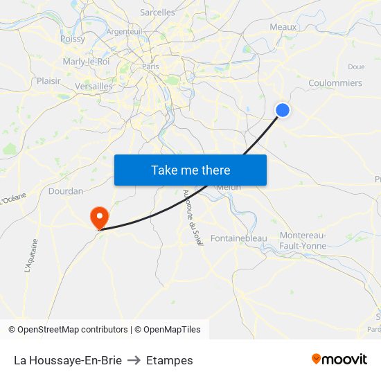 La Houssaye-En-Brie to Etampes map