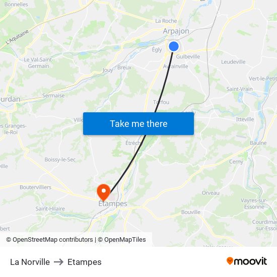 La Norville to Etampes map