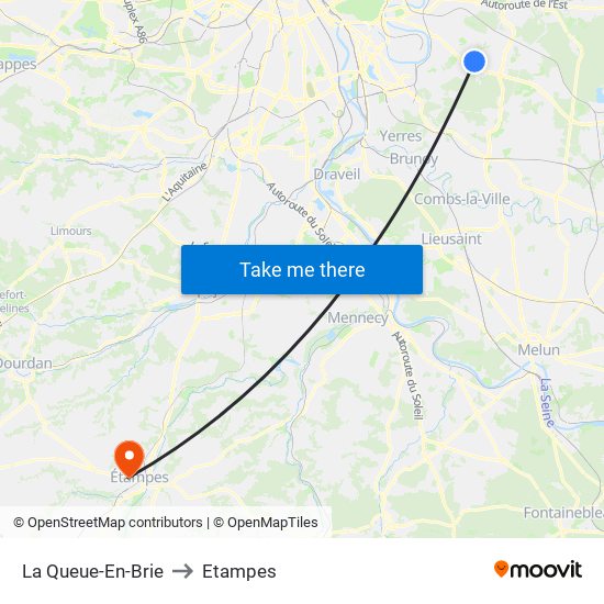 La Queue-En-Brie to Etampes map