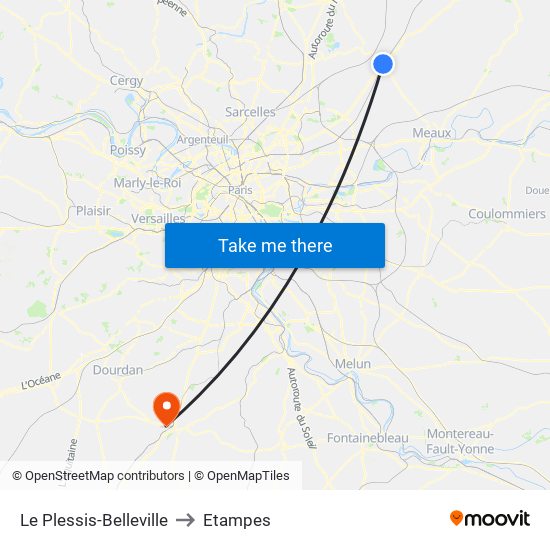 Le Plessis-Belleville to Etampes map