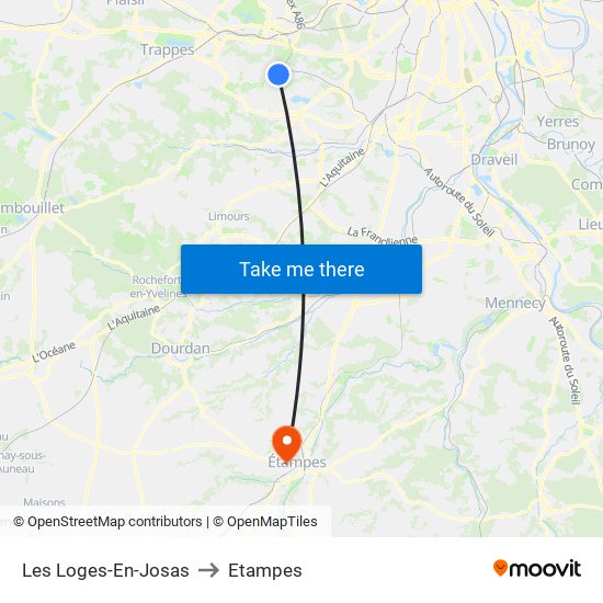 Les Loges-En-Josas to Etampes map