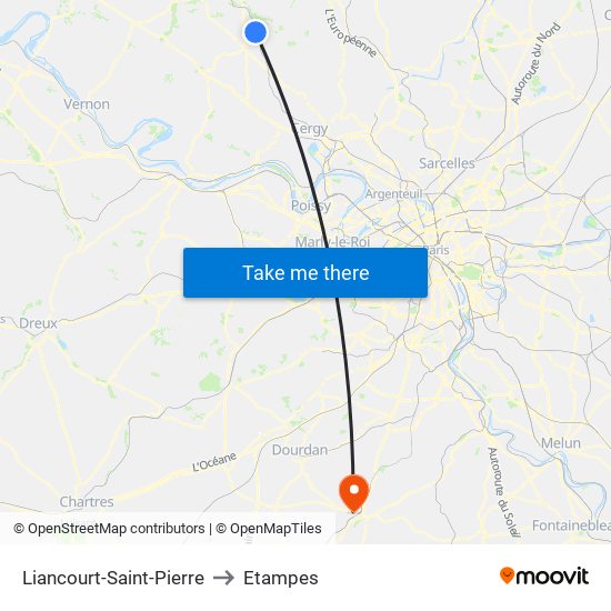 Liancourt-Saint-Pierre to Etampes map