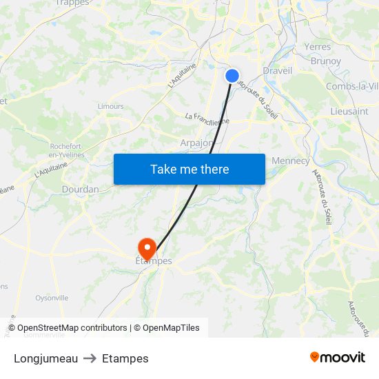 Longjumeau to Etampes map