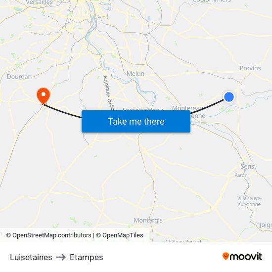 Luisetaines to Etampes map