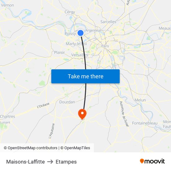 Maisons-Laffitte to Etampes map