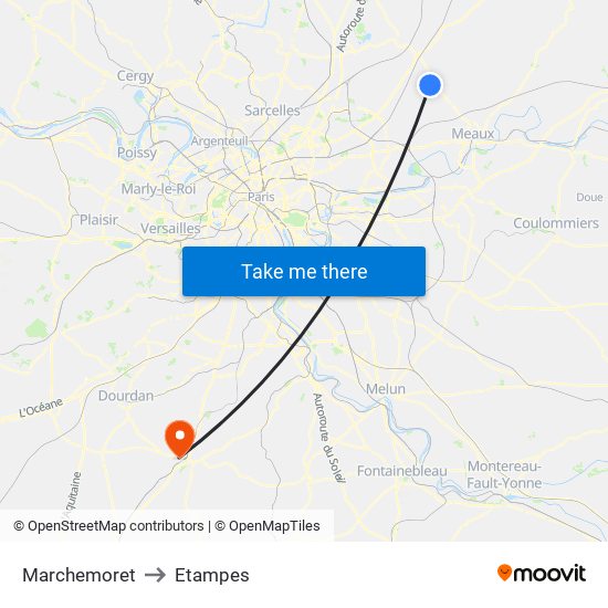 Marchemoret to Etampes map