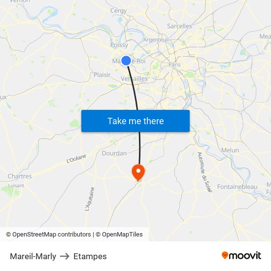Mareil-Marly to Etampes map