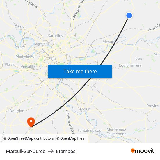 Mareuil-Sur-Ourcq to Etampes map