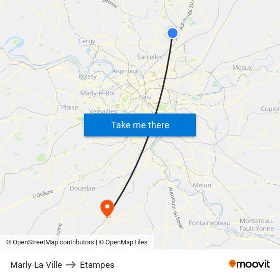 Marly-La-Ville to Etampes map