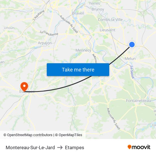 Montereau-Sur-Le-Jard to Etampes map