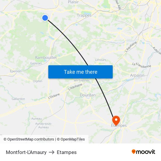 Montfort-L'Amaury to Etampes map