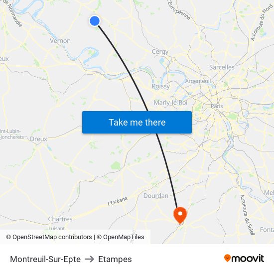 Montreuil-Sur-Epte to Etampes map