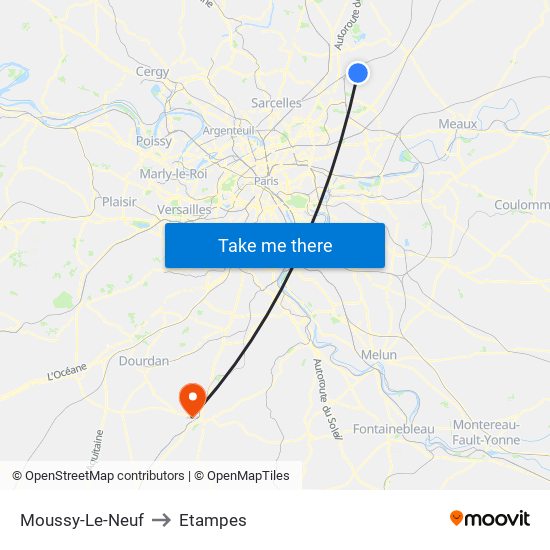 Moussy-Le-Neuf to Etampes map