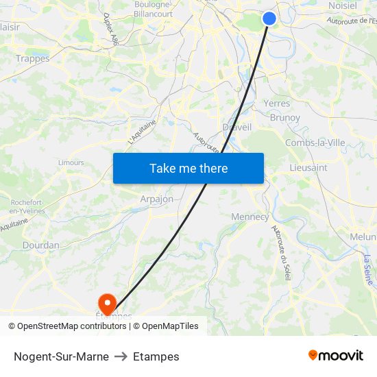 Nogent-Sur-Marne to Etampes map