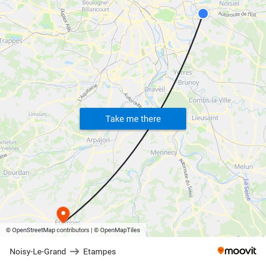 Noisy-Le-Grand to Etampes map