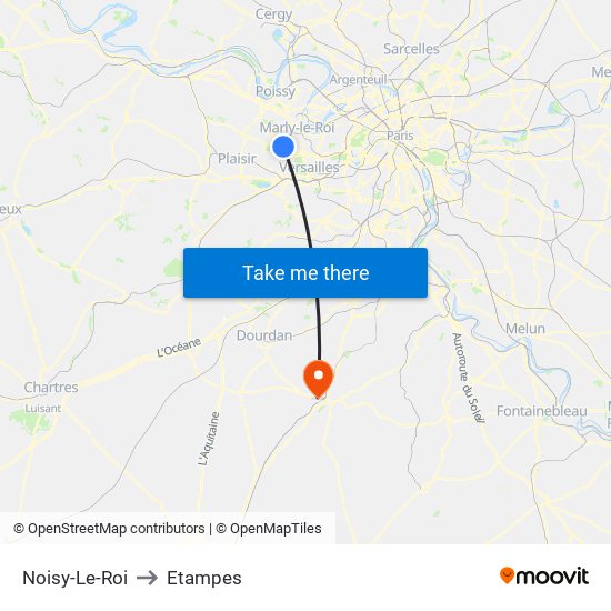 Noisy-Le-Roi to Etampes map