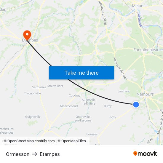 Ormesson to Etampes map