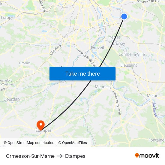Ormesson-Sur-Marne to Etampes map