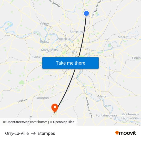 Orry-La-Ville to Etampes map