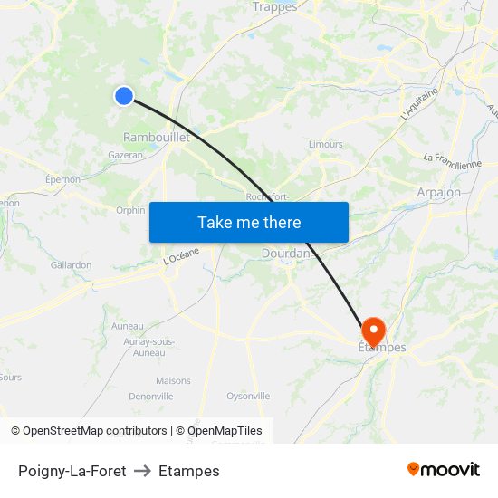 Poigny-La-Foret to Etampes map