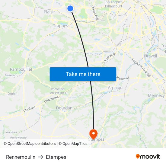 Rennemoulin to Etampes map