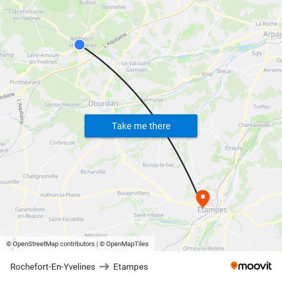 Rochefort-En-Yvelines to Etampes map