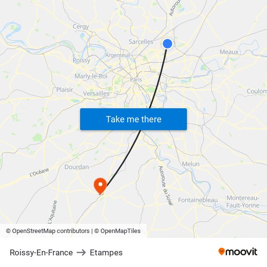 Roissy-En-France to Etampes map