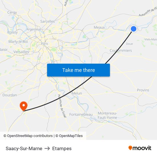 Saacy-Sur-Marne to Etampes map