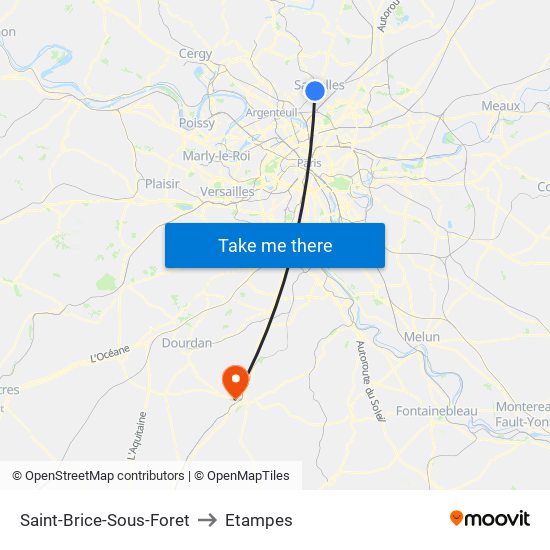 Saint-Brice-Sous-Foret to Etampes map