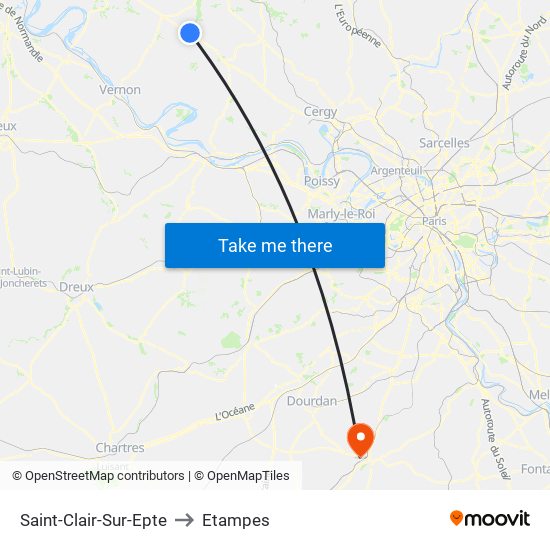 Saint-Clair-Sur-Epte to Etampes map