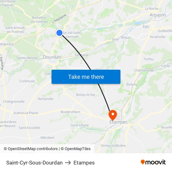 Saint-Cyr-Sous-Dourdan to Etampes map