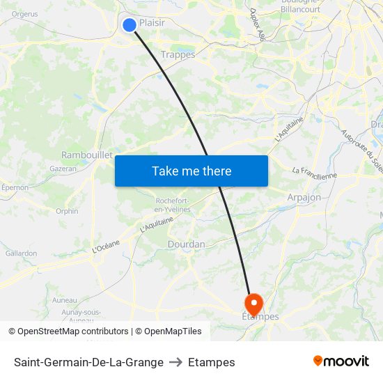 Saint-Germain-De-La-Grange to Etampes map