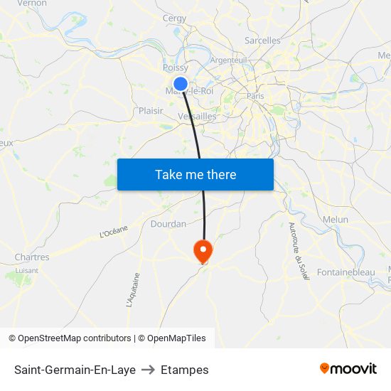 Saint-Germain-En-Laye to Etampes map