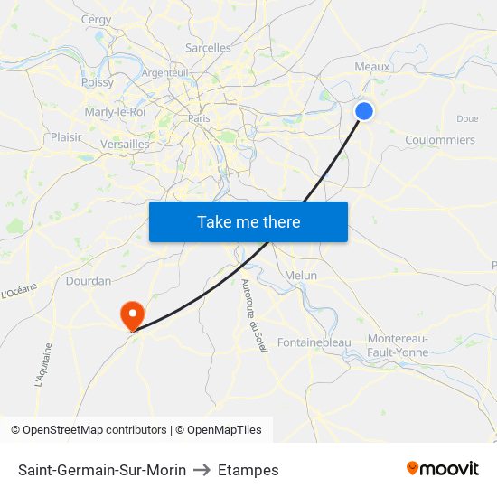 Saint-Germain-Sur-Morin to Etampes map
