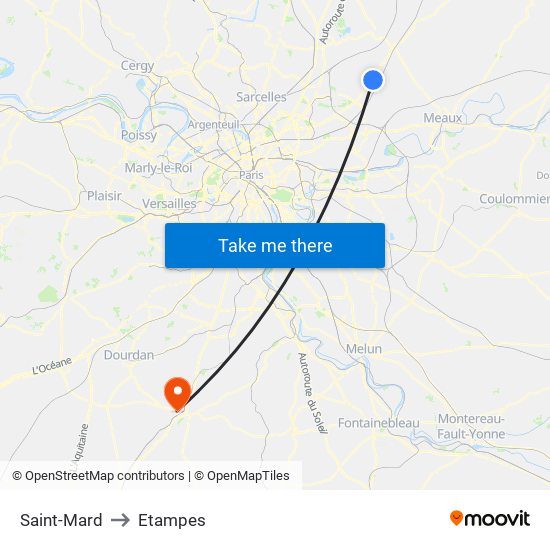 Saint-Mard to Etampes map
