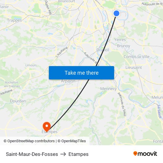 Saint-Maur-Des-Fosses to Etampes map