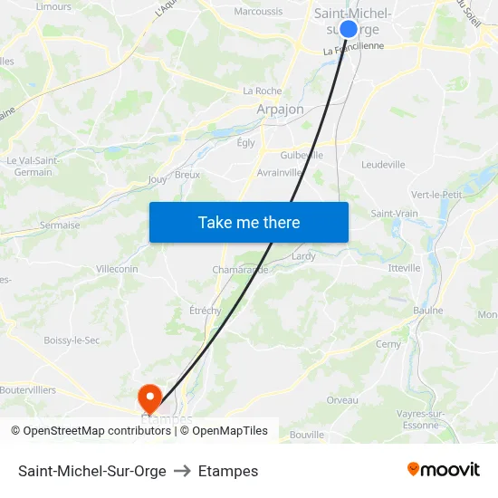 Saint-Michel-Sur-Orge to Etampes map