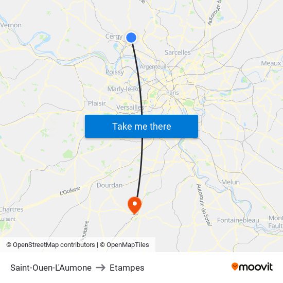 Saint-Ouen-L'Aumone to Etampes map