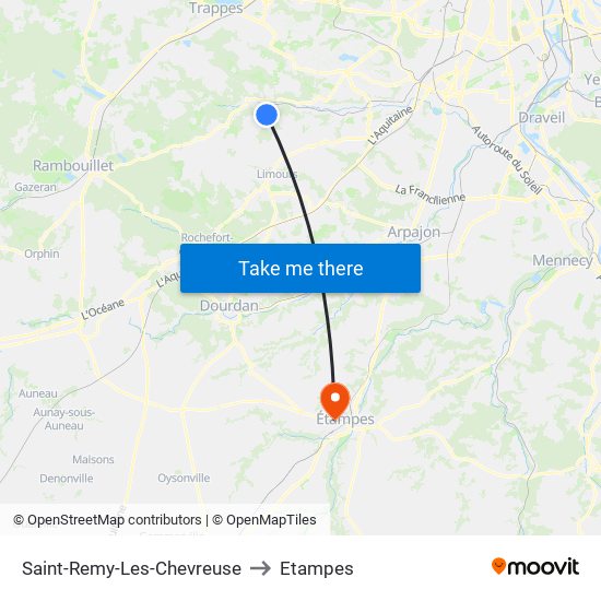 Saint-Remy-Les-Chevreuse to Etampes map