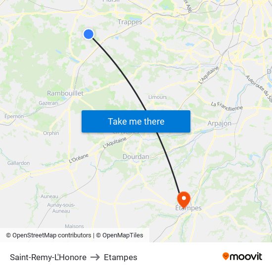 Saint-Remy-L'Honore to Etampes map