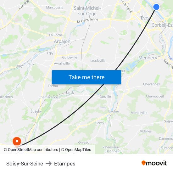 Soisy-Sur-Seine to Etampes map