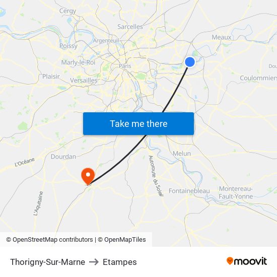 Thorigny-Sur-Marne to Etampes map