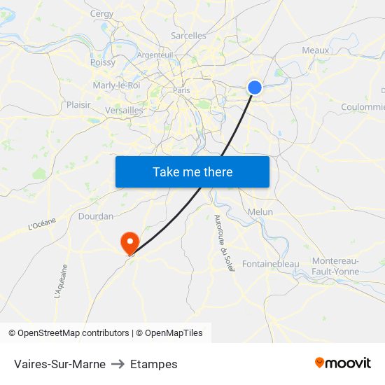 Vaires-Sur-Marne to Etampes map