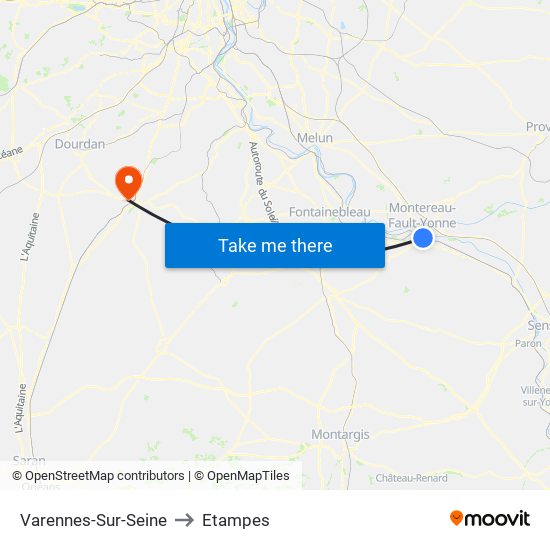 Varennes-Sur-Seine to Etampes map