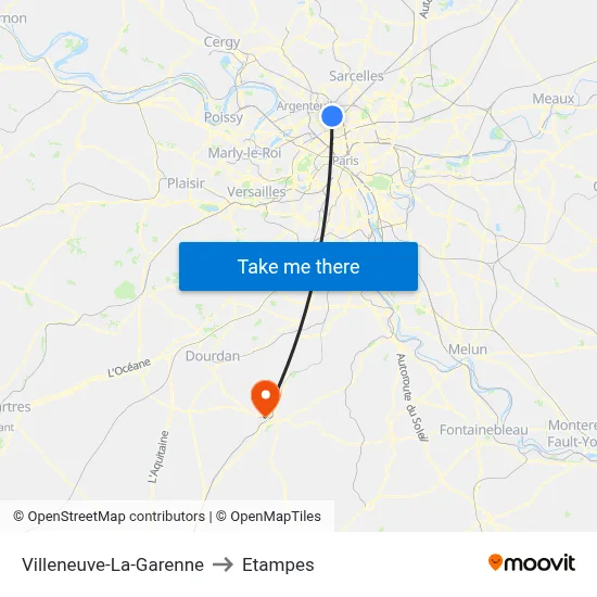 Villeneuve-La-Garenne to Etampes map