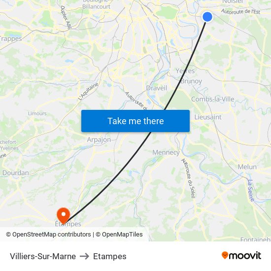 Villiers-Sur-Marne to Etampes map