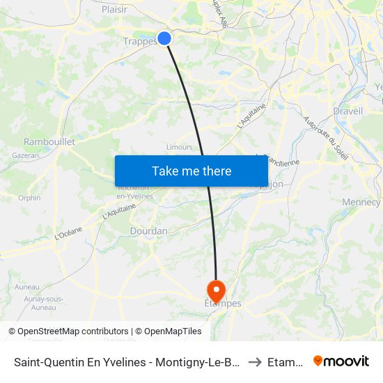 Saint-Quentin En Yvelines - Montigny-Le-Bretonneux to Etampes map